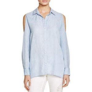 Rails Lana Denim Cold Shoulder Button Down Top
